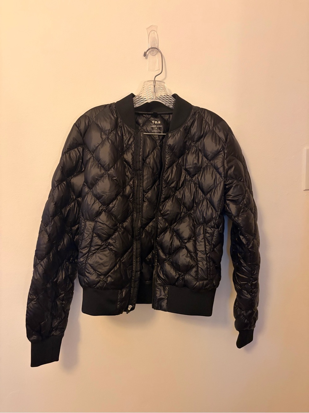 TNA Black Quilted Diamond Bomber Jacket